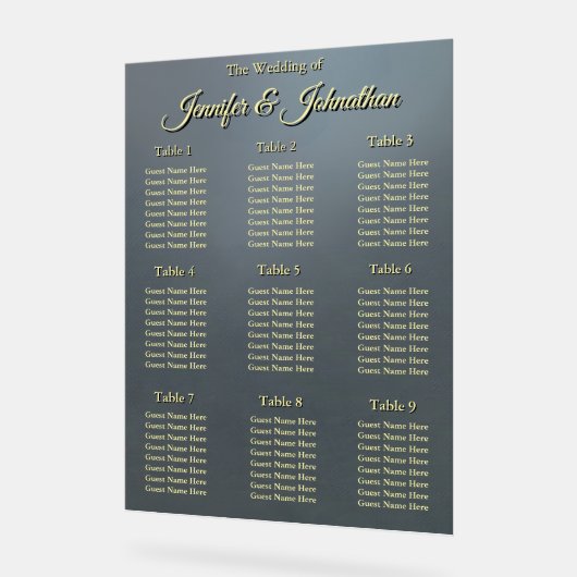 Elegant Grey Background Wedding Seating Chart アクリルサイン (傾斜)