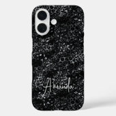 Elegant grey black leopard print monogram Case-Mate iPhoneケース (裏面)