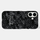 Elegant grey black leopard print monogram Case-Mate iPhoneケース (裏面 (横))