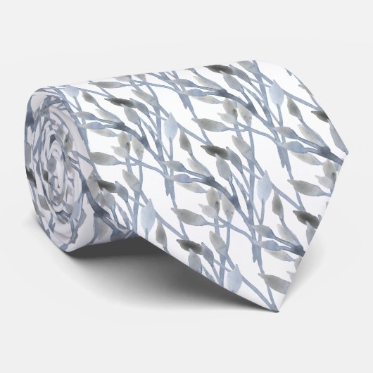 elegant grey blue foliage ネクタイ (ロール)