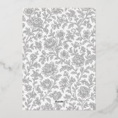 Elegant Grey Botanical Crest Heritage Wedding  箔招待状 (裏面)