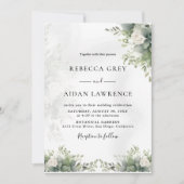 Elegant Grey Botanical Wedding Invitation 招待状 (正面)