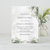 Elegant Grey Botanical Wedding Invitation 招待状 (スタンド正面)