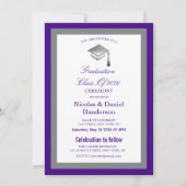 Elegant grey caps graduation ceremony invitation 招待状 (正面)