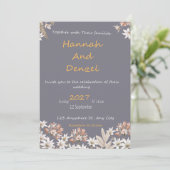 Elegant Grey Floral Wedding Invitation | Watercolo 招待状 (スタンド正面)