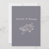 Elegant Grey Floral Wedding Invitation | Watercolo 招待状 (裏面)