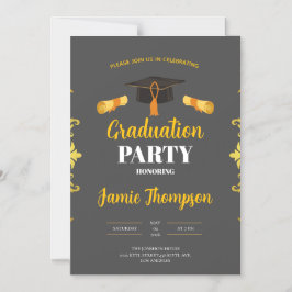 Elegant Grey & Gold Graduation Party Invitation マグネット招待状