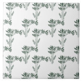 Elegant Grey-Green Botanical Pattern  タイル (正面)