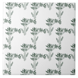 Elegant Grey-Green Botanical Pattern  タイル