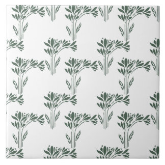 Elegant Grey-Green Botanical Pattern タイル