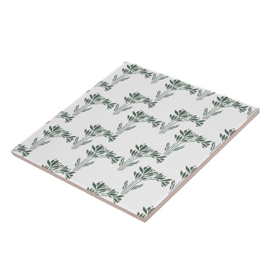 Elegant Grey-Green Botanical Pattern  タイル (側面)