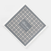 Elegant grey plaid tartan personalized napkins (コーナー)