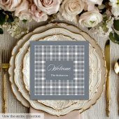 Elegant grey plaid tartan personalized napkins
