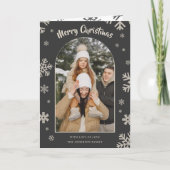 Elegant Grey Snowflake Christmas Photo Card シーズンカード (正面)