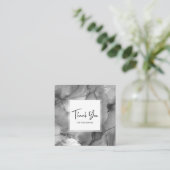 Elegant Grey Watercolor Abstract QR Code Thank You スクエア名刺 (スタンド正面)