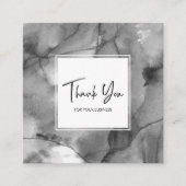 Elegant Grey Watercolor Abstract QR Code Thank You スクエア名刺 (正面)