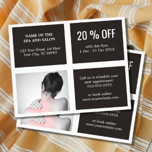 Elegant Grey White Black Photo Massage Therapist チラシ