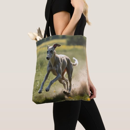 Elegant Greyhound Shoulder Tote トートバッグ (クローズアップ)