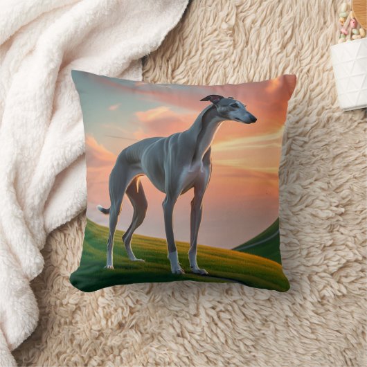Elegant Greyhound Throw Pillow クッション (ブランケット)