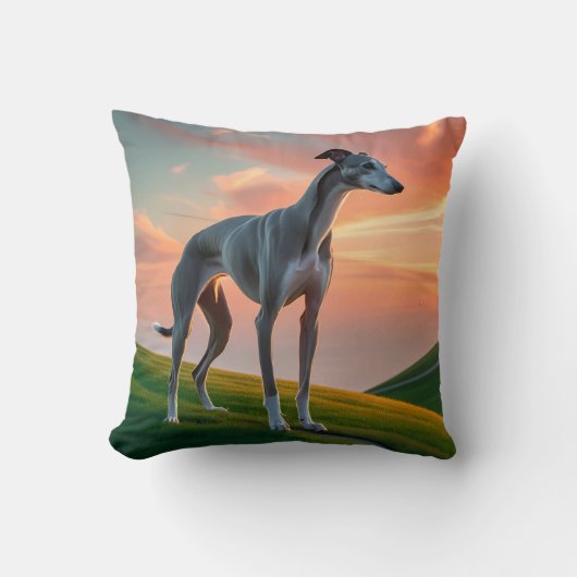 Elegant Greyhound Throw Pillow クッション (正面)