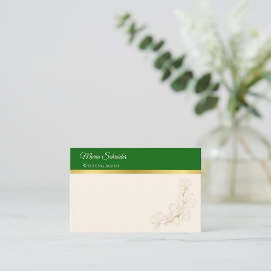Elegant grün & gold 名刺 (スタンド正面)
