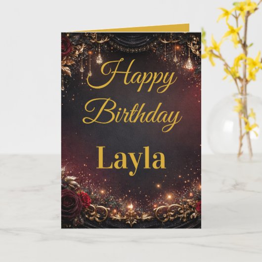 Elegant Grunge For Anyone Birthday カード (黄色い花)