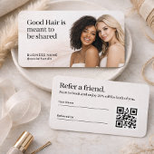 Elegant Hair Referral Photo Card Design 名刺