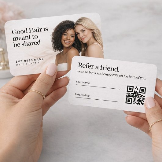 Elegant Hair Referral Photo Card Design 名刺