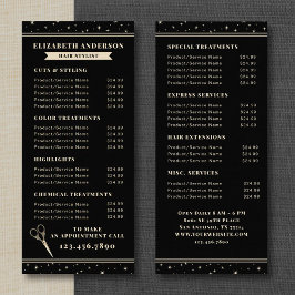 Elegant Hair Salon Black Price List ラックカード