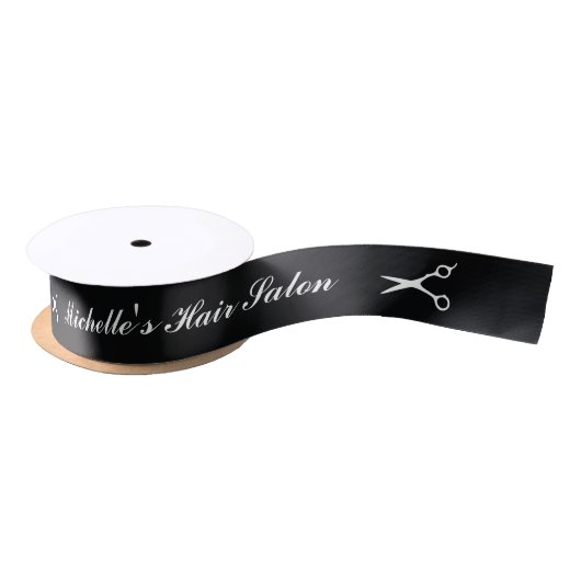 Elegant hair salon gift ribbon with scissors logo サテンリボン (リール)