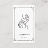 Elegant Hair Stylist Business Card with QR Code 名刺 (正面)