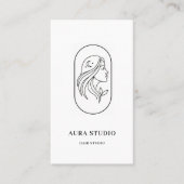 Elegant Hair Stylist Business Card with QR Code  名刺 (正面)