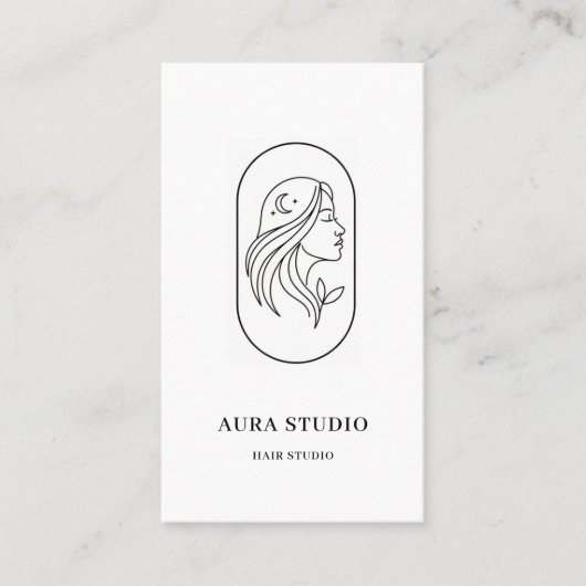 Elegant Hair Stylist Business Card with QR Code  名刺 (正面)