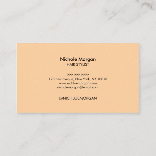 Elegant Hair stylist script orange 名刺 (裏面)