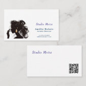 Elegant Hair Stylist Studio Moire QR Code 名刺 (正面/裏面)