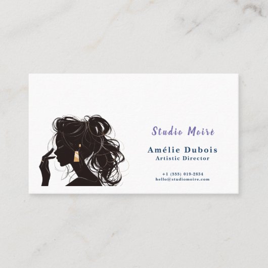 Elegant Hair Stylist Studio Moire QR Code 名刺 (正面)