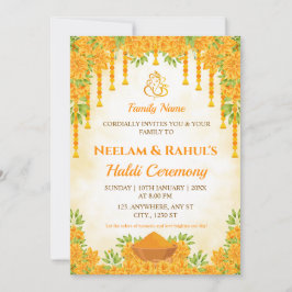 Elegant Haldi Ceremony Invitation 招待状