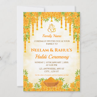 Elegant Haldi Ceremony Invitation 招待状