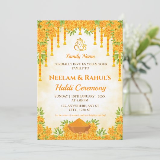 Elegant Haldi Ceremony Invitation 招待状 (スタンド正面)