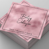 Elegant Hammered Pink Foil Salon Business Card