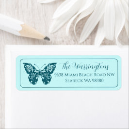 Elegant Hand Drawn Botanical Butterfly ラベル