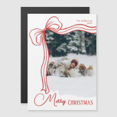 Elegant Hand Drawn Bow Christmas Magnetic Card (正面/裏面)