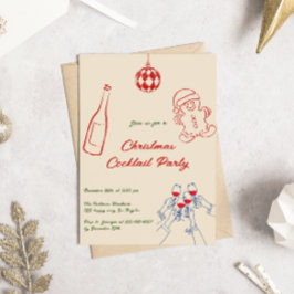 Elegant Hand Drawn Christmas Cocktail Party 招待状