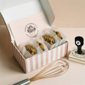 Elegant Hand Drawn Floral Cupcake Bakery Business ラバースタンプ