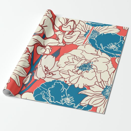 Elegant hand drawn Floral pattern, Garden flowers. ラッピングペーパー (アンロールド)