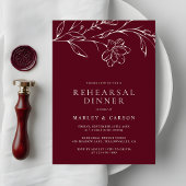 Elegant Hand Drawn Floral Wedding Rehearsal Dinner 招待状