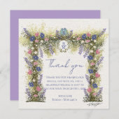 Elegant Hand-Drawn Floral Wedding Thank You Card サンキューカード (正面/裏面)