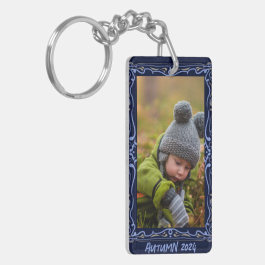 Elegant Hand Drawn Frame Custom Image キーホルダー (正面左)