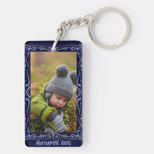 Elegant Hand Drawn Frame Custom Image キーホルダー (裏面)