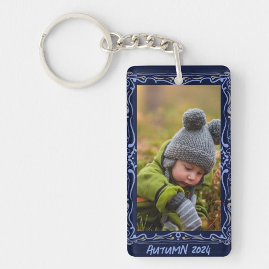 Elegant Hand Drawn Frame Custom Image キーホルダー (正面)